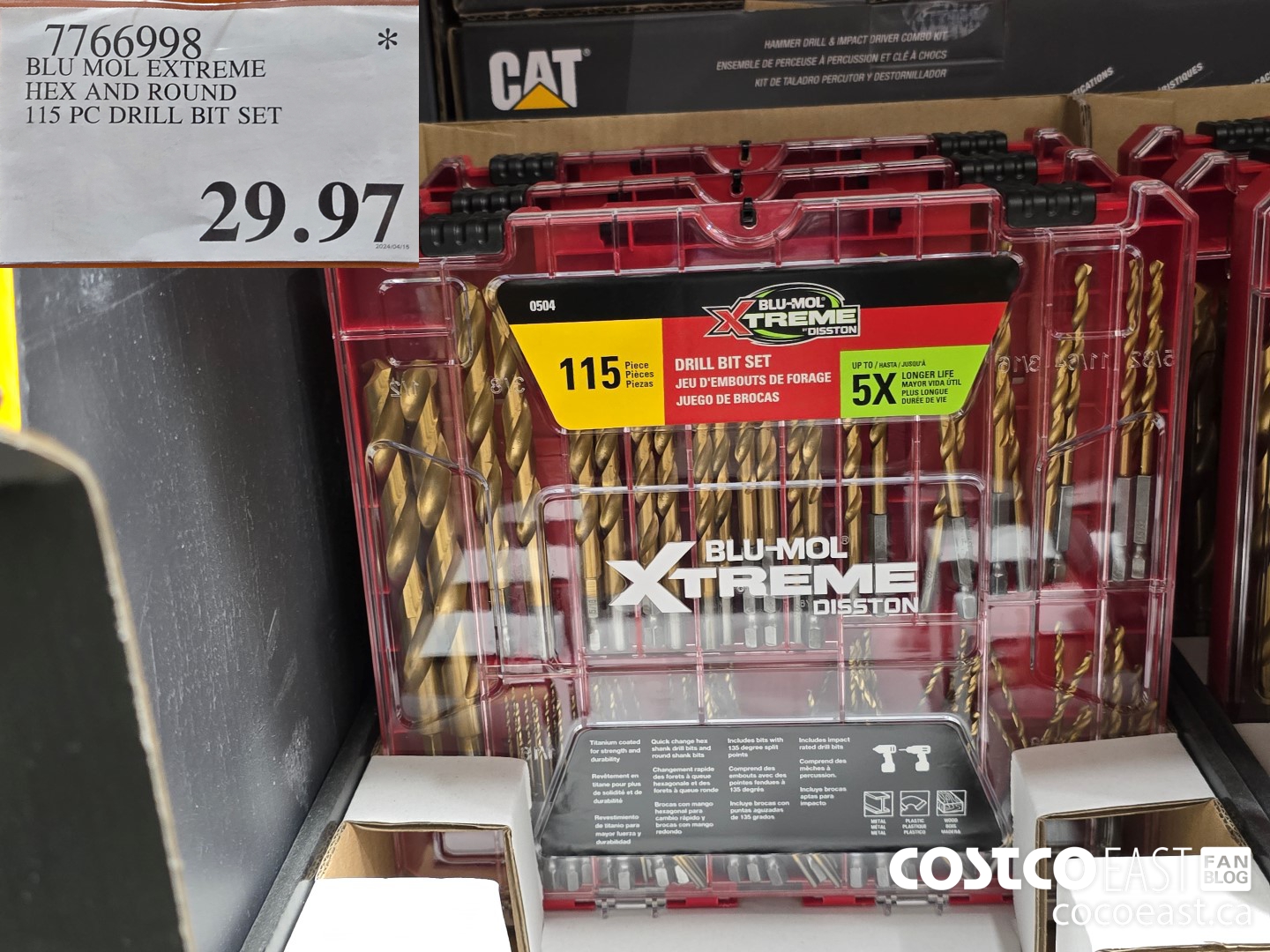 7766998 BLU MOL EXTREME HEX AND ROUND 115 PC DRILL BIT SET $29.97