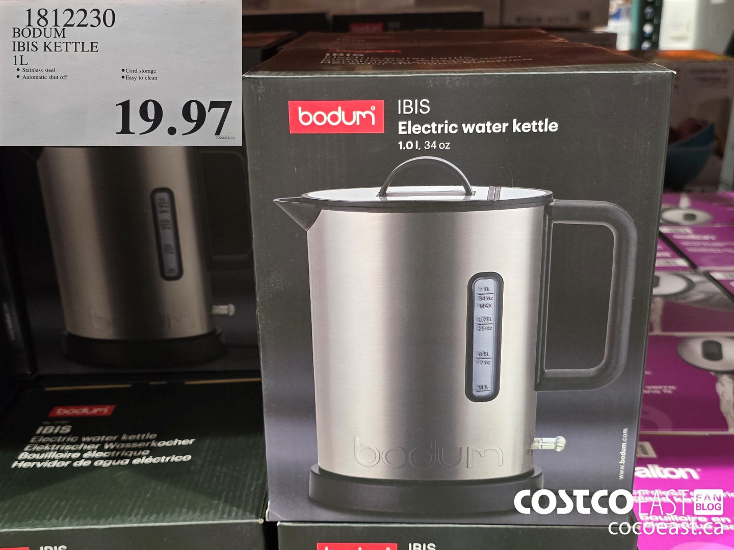 1812230 BODUM IBIS KETTLE 1L $19.97