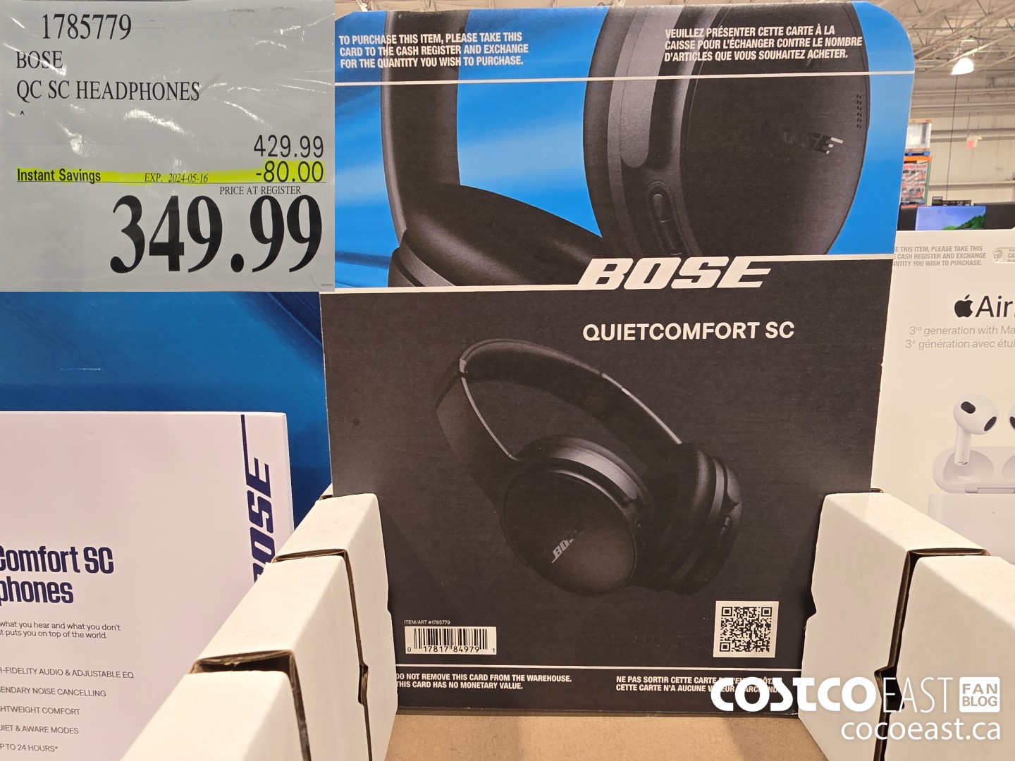 1785779 BOSE QC SC HEADPHONES ($80.00 INSTANT SAVINGS EXPIRES ON 2024-05-16) $349.99