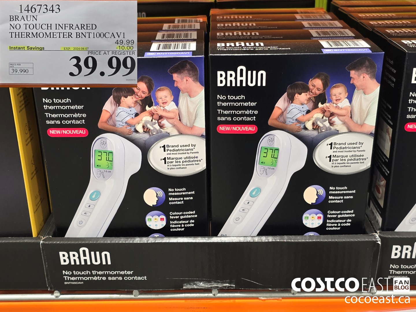 1467343 BRAUN NO TOUCH INFRARED THERMOMETER BNT100CAV1 ($10.00 INSTANT SAVINGS EXPIRES ON 2024-04-07) $39.99
