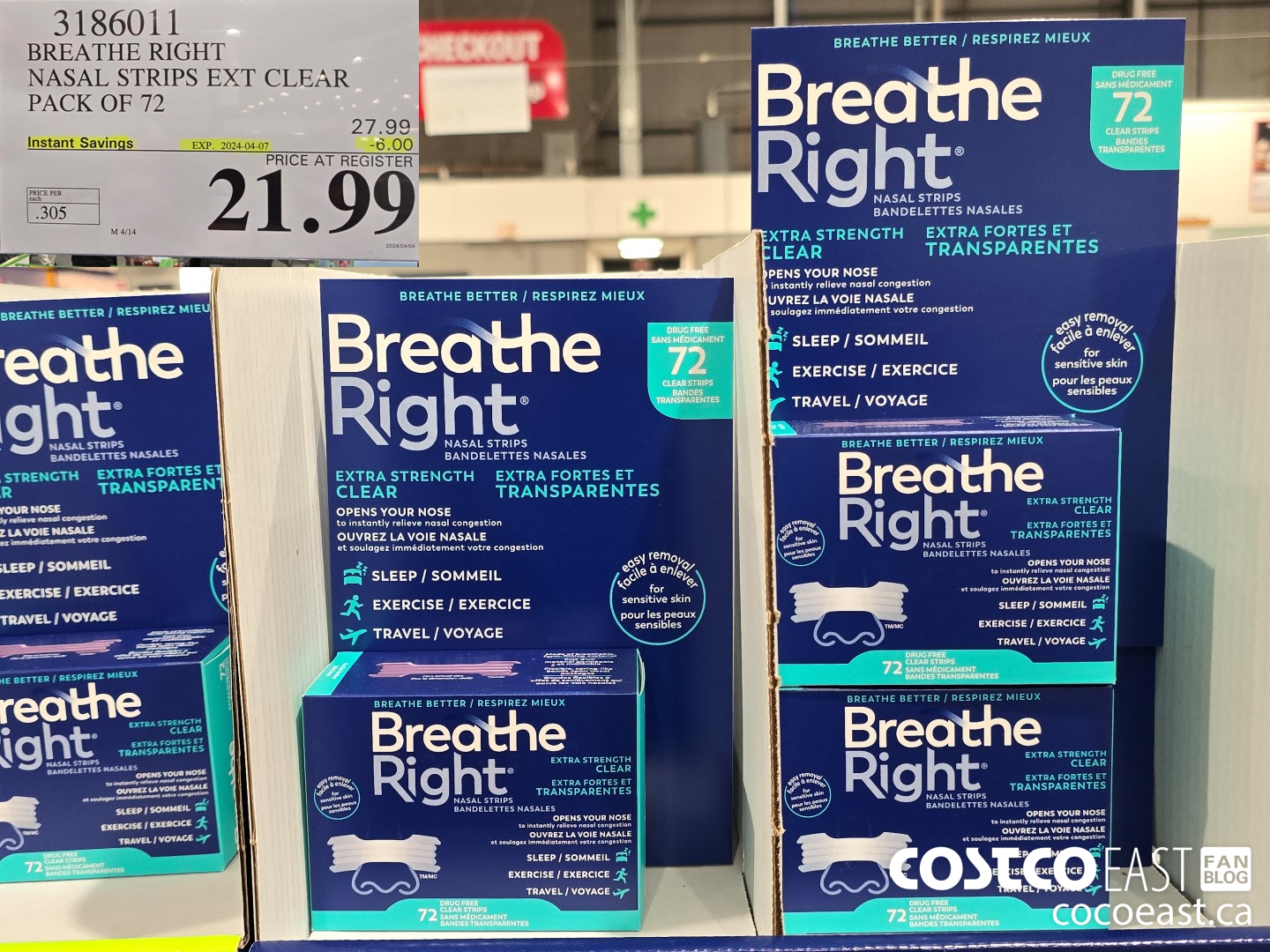 3186011 BREATHE RIGHT NASAL STRIPS EXT CLEAR PACK OF 72 ($6.00 INSTANT SAVINGS EXPIRES ON 2024-04-07) $21.99