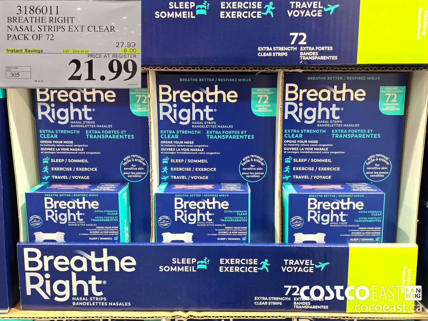 3186011 BREATHE RIGHT NASAL STRIPS EXT CLEAR PACK OF 72 ($6.00 INSTANT SAVINGS EXPIRES ON 2024-05-05) $21.99