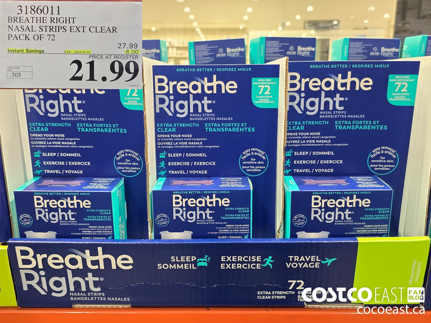 3186011 BREATHE RIGHT NASAL STRIPS EXT CLEAR PACK OF 72 ($6.00 INSTANT SAVINGS EXPIRES ON 2024-05-05) $21.99