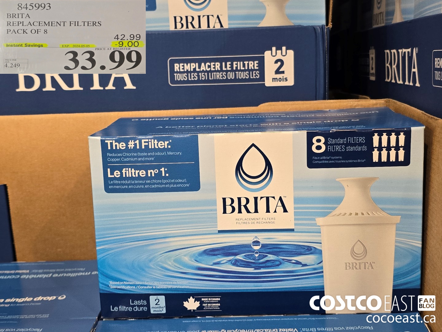 845993 BRITA REPLACEMENT FILTERS PACK OF 8 ($9.00 INSTANT SAVINGS EXPIRES ON 2024-05-05) $33.99