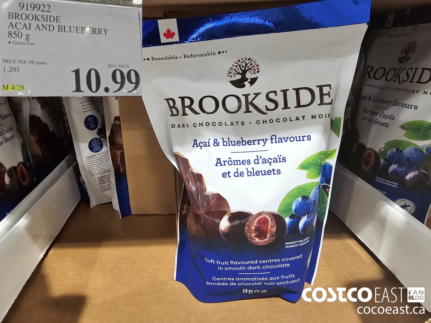 919922 BROOKSIDE ACAI AND BLUEBERRY 850 G $10.99