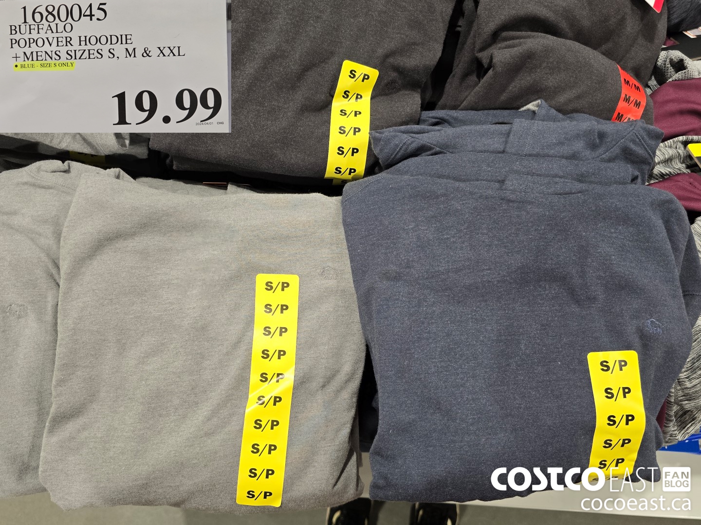 1680045 BUFFALO POPOVER HOODIE + MENS SIZES S, M & XXL $19.99