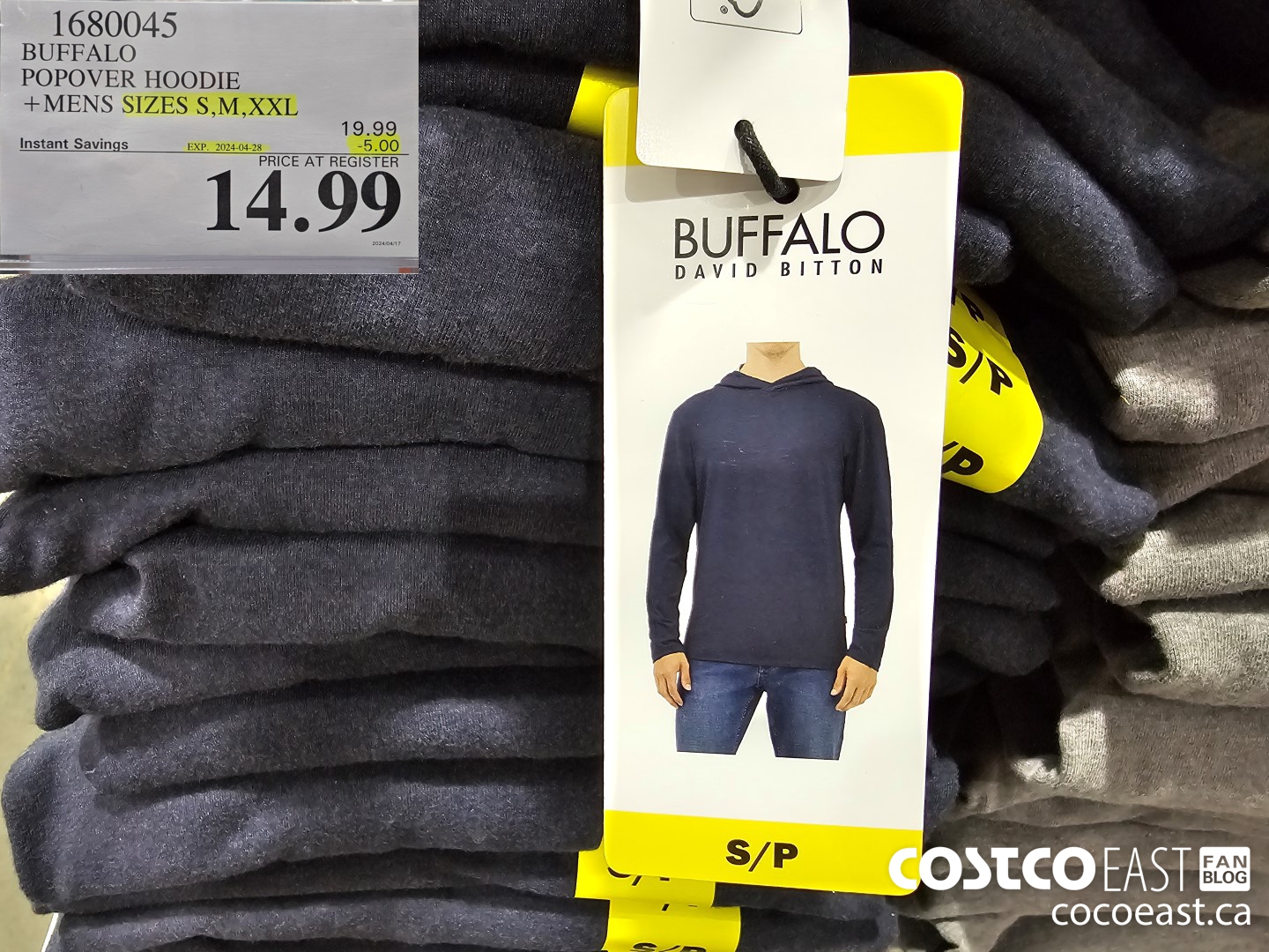 1680045 BUFFALO POPOVER HOODIE + MENS SIZES S, M & XXL ($5.00 INSTANT SAVINGS EXPIRES ON 2024-04-28) $14.99