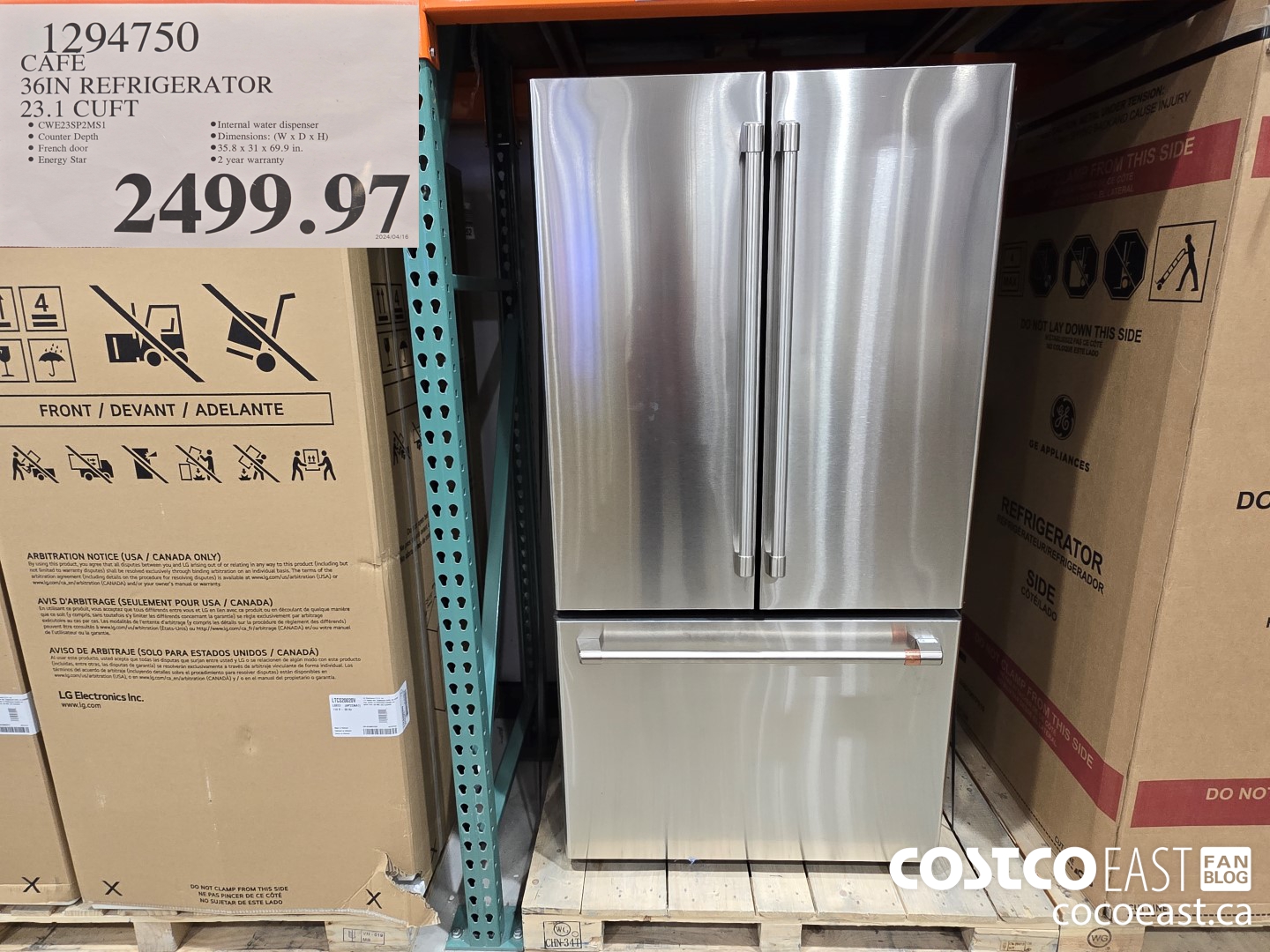 1294750 CAFE 36IN REFRIGERATOR 23.1 CUFT $2499.97