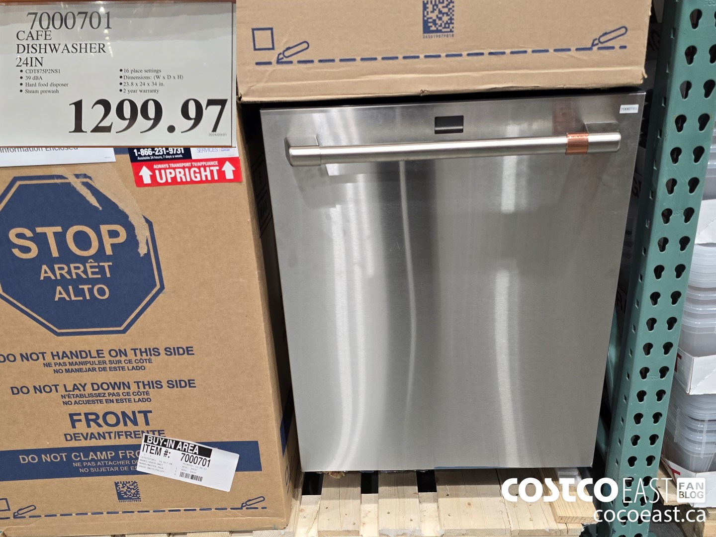 7000701 CAFE DISHWASHER 24IN $1299.97