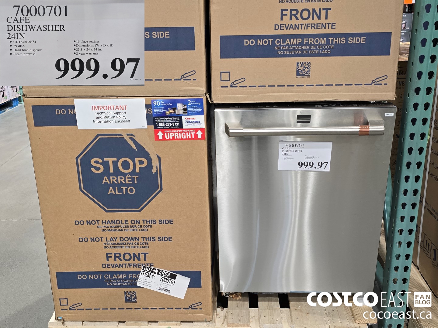 7000701 CAFE DISHWASHER 24IN $999.97
