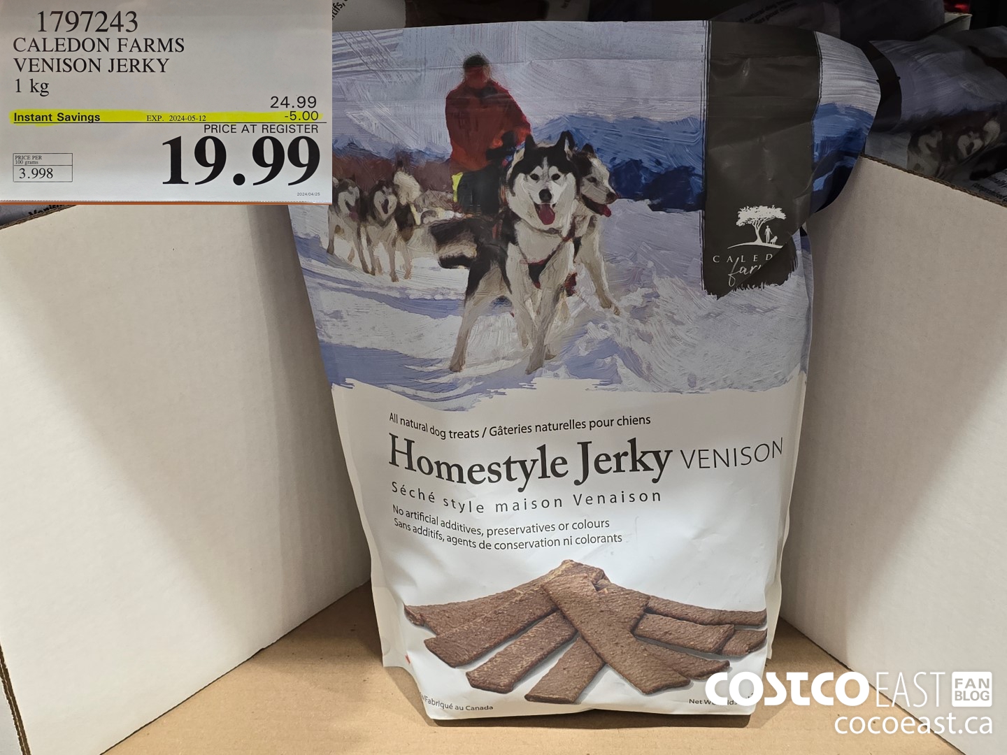 1797243 CALEDON FARMS VENISON JERKY 1 kg ($5.00 INSTANT SAVINGS EXPIRES ON 2024-05-12) $19.99