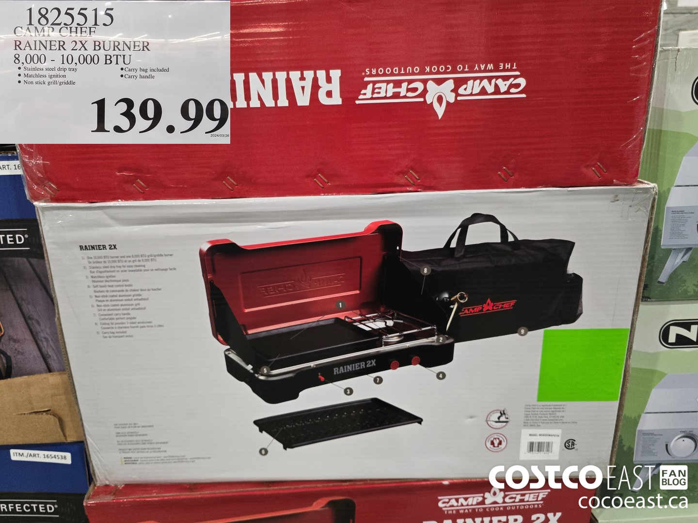 1825515 CAMP CHEF RAINER 2X BURNER 8,000 - 10,000 BTU $139.99