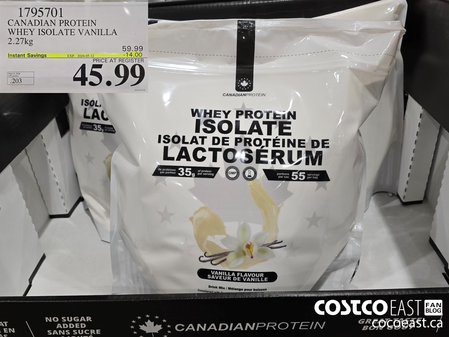 1795701 CANADIAN PROTEIN WHEY ISOLATE VANILLA 2.27kg ($14.00 INSTANT SAVINGS EXPIRES ON 2024-05-12) $45.99