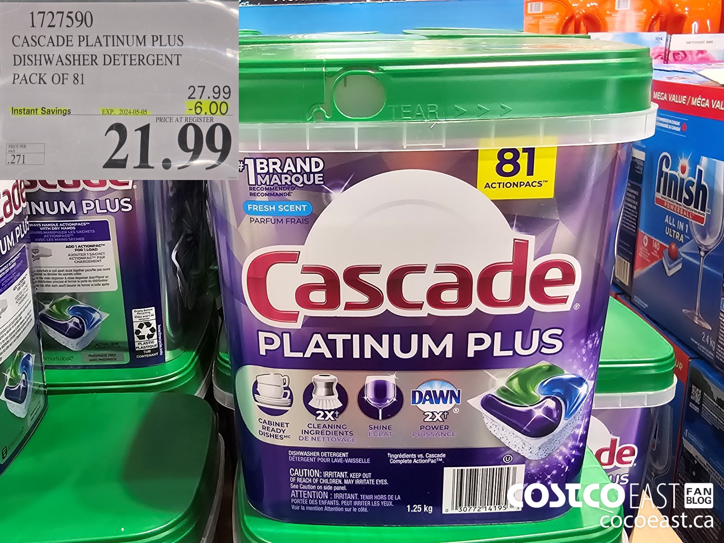 1727590 CASCADE PLATINUM PLUS DISHWASHER DETERGENT PACK OF 81 ($6.00 INSTANT SAVINGS EXPIRES ON 2024-05-05) $21.99