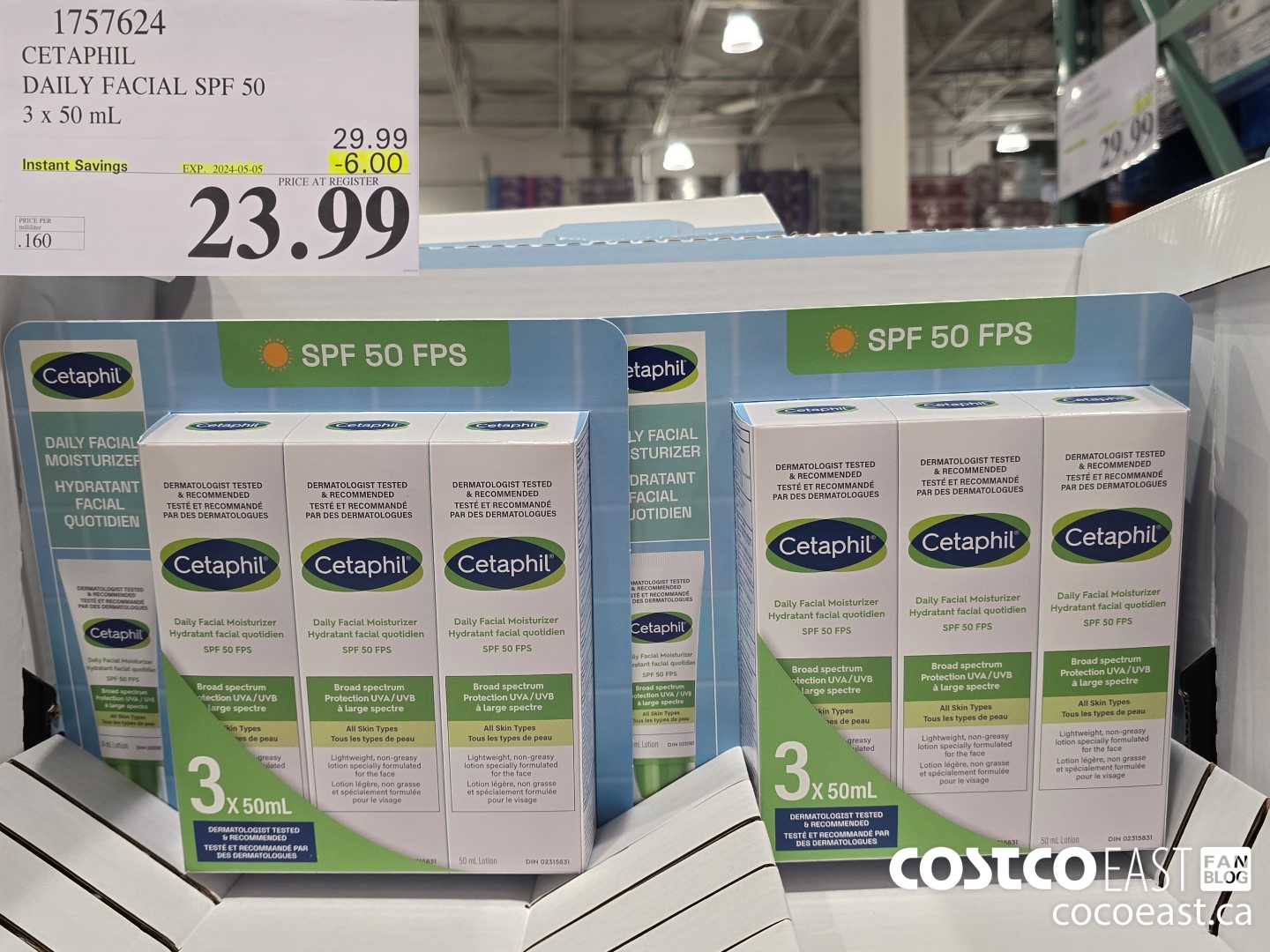 1757624 CETAPHIL DAILY FACIAL SPF 50 3 X 50 ML ($6.00 INSTANT SAVINGS EXPIRES ON 2024-05-05) $23.99