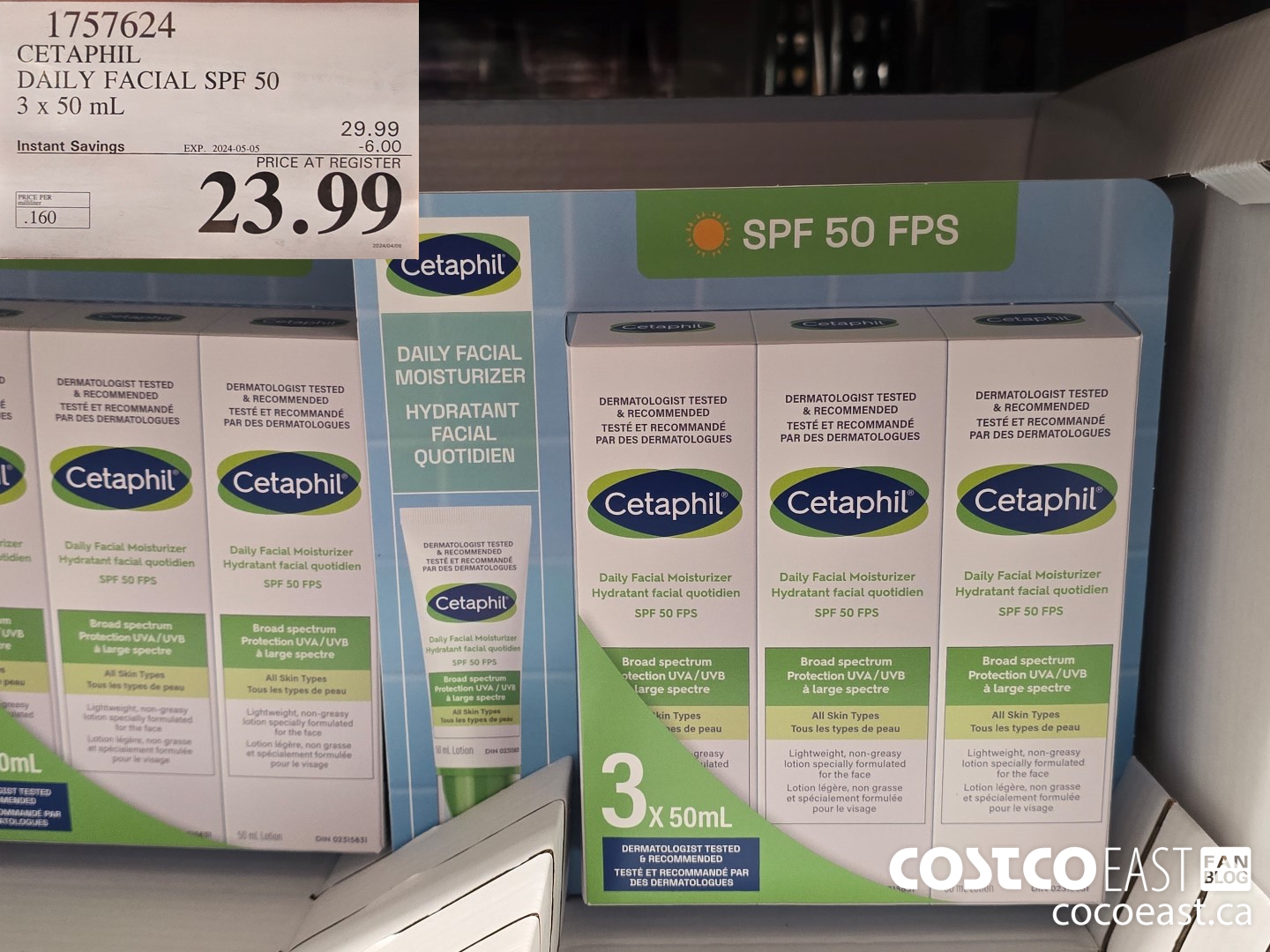 1757624 CETAPHIL DAILY FACIAL SPF 50 3 X 50 ML ($6.00 INSTANT SAVINGS EXPIRES ON 2024-05-05) $23.99