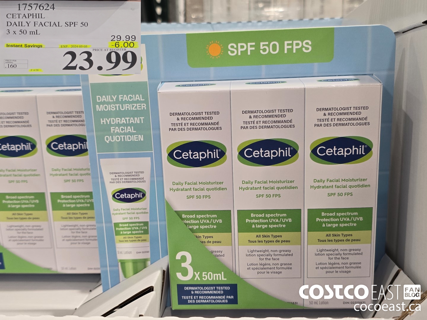1757624 CETAPHIL DAILY FACIAL SPF 50 3 X 50 ML ($6.00 INSTANT SAVINGS EXPIRES ON 2024-05-05) $23.99