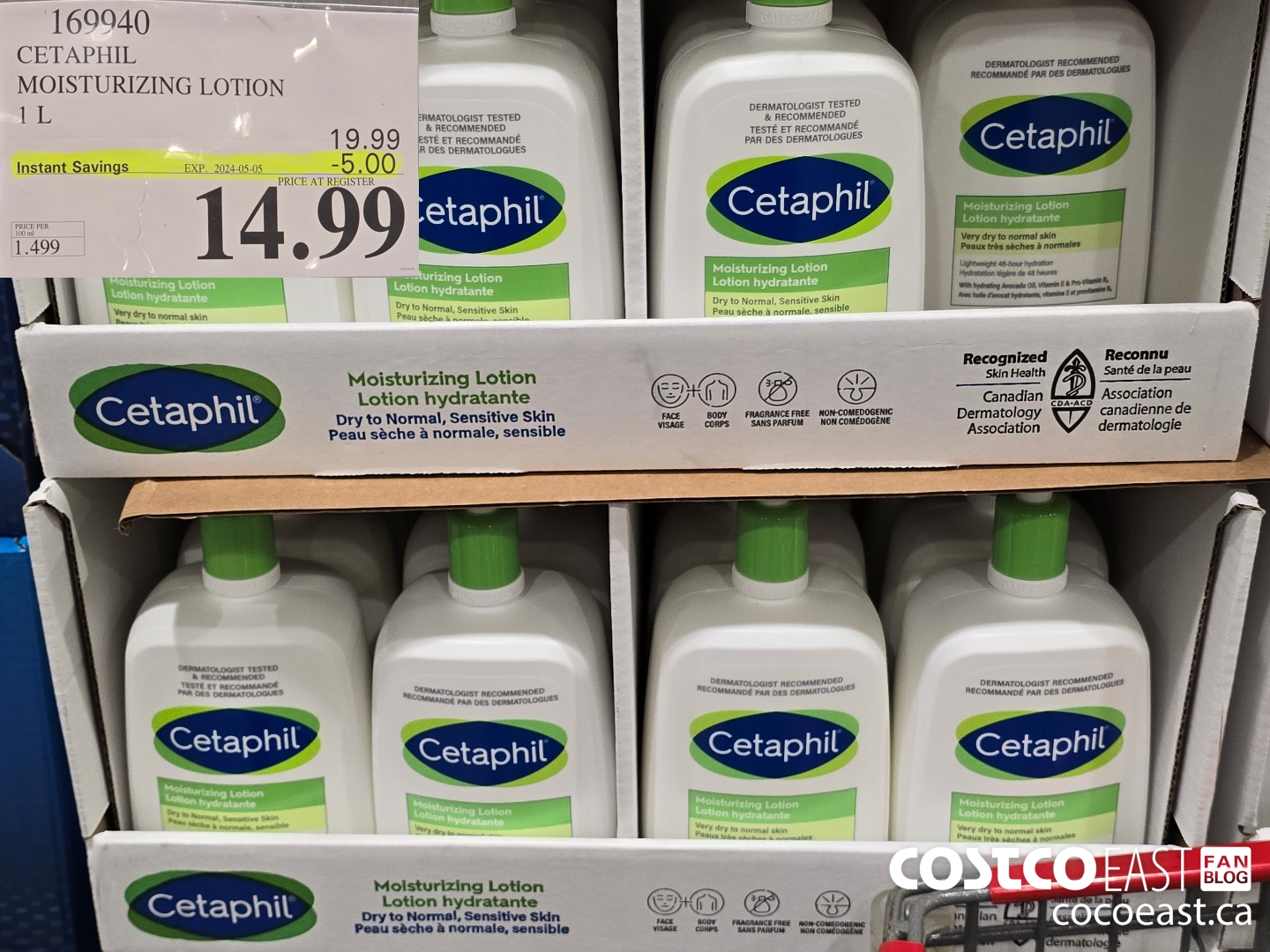 169940 CETAPHIL MOISTURIZING LOTION 1 L ($5.00 INSTANT SAVINGS EXPIRES ON 2024-05-05) $14.99
