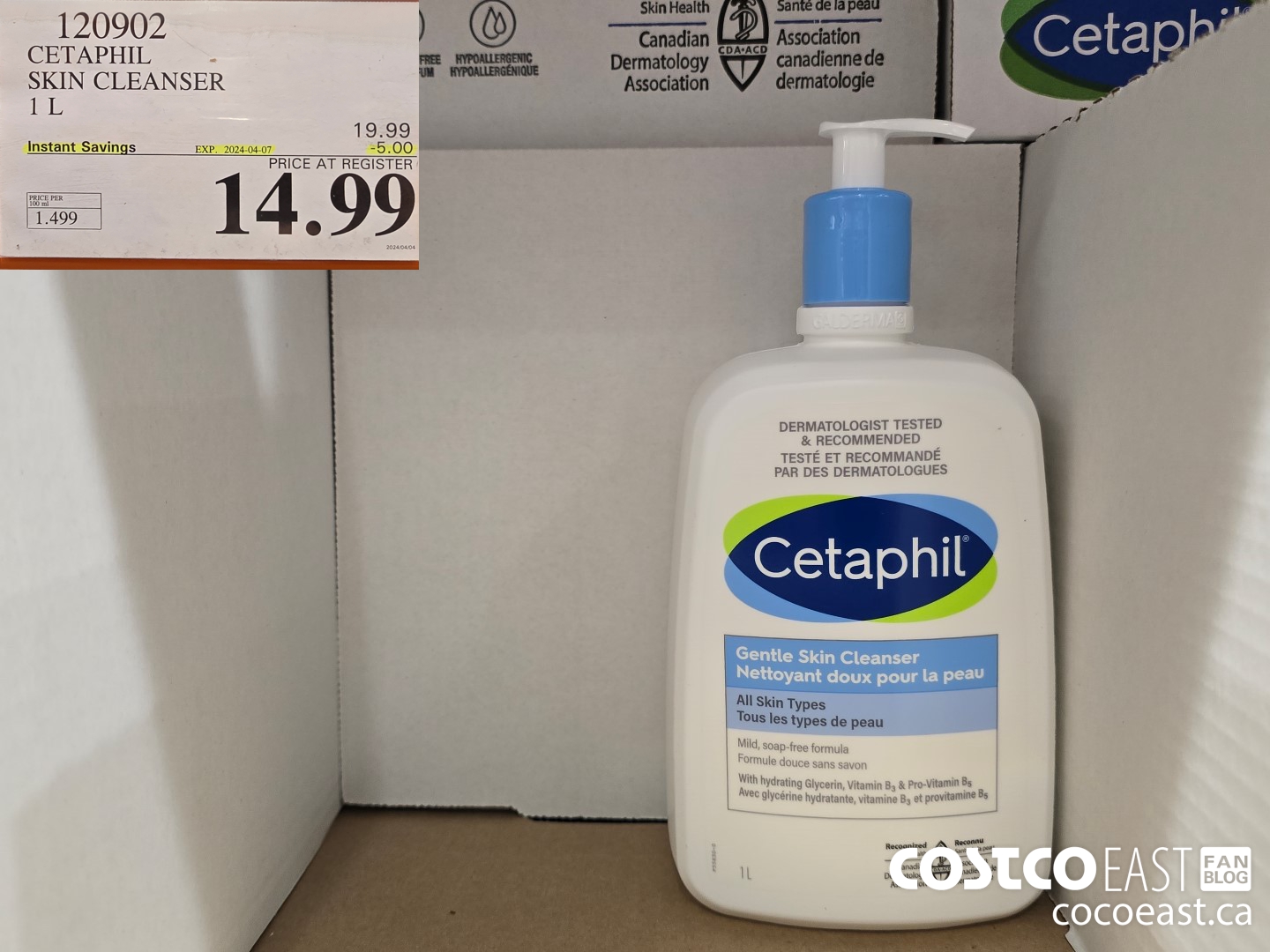 120902 CETAPHIL SKIN CLEANSER 1 L ($5.00 INSTANT SAVINGS EXPIRES ON 2024-04-07) $14.99
