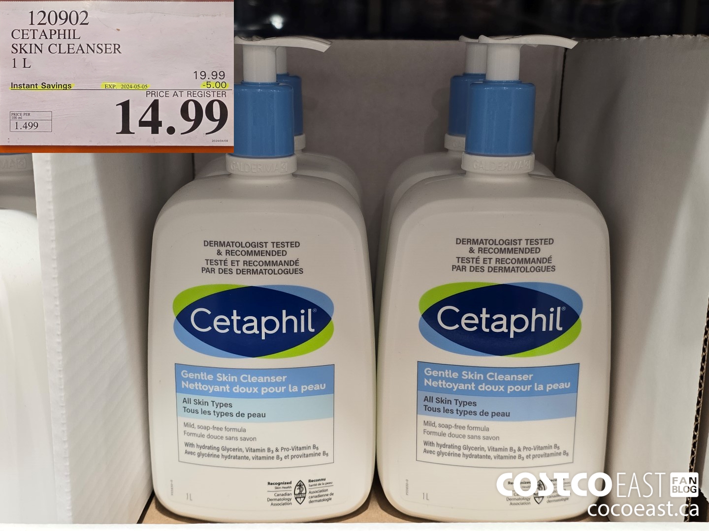 120902 CETAPHIL SKIN CLEANSER 1 L ($5.00 INSTANT SAVINGS EXPIRES ON 2024-05-05) $14.99