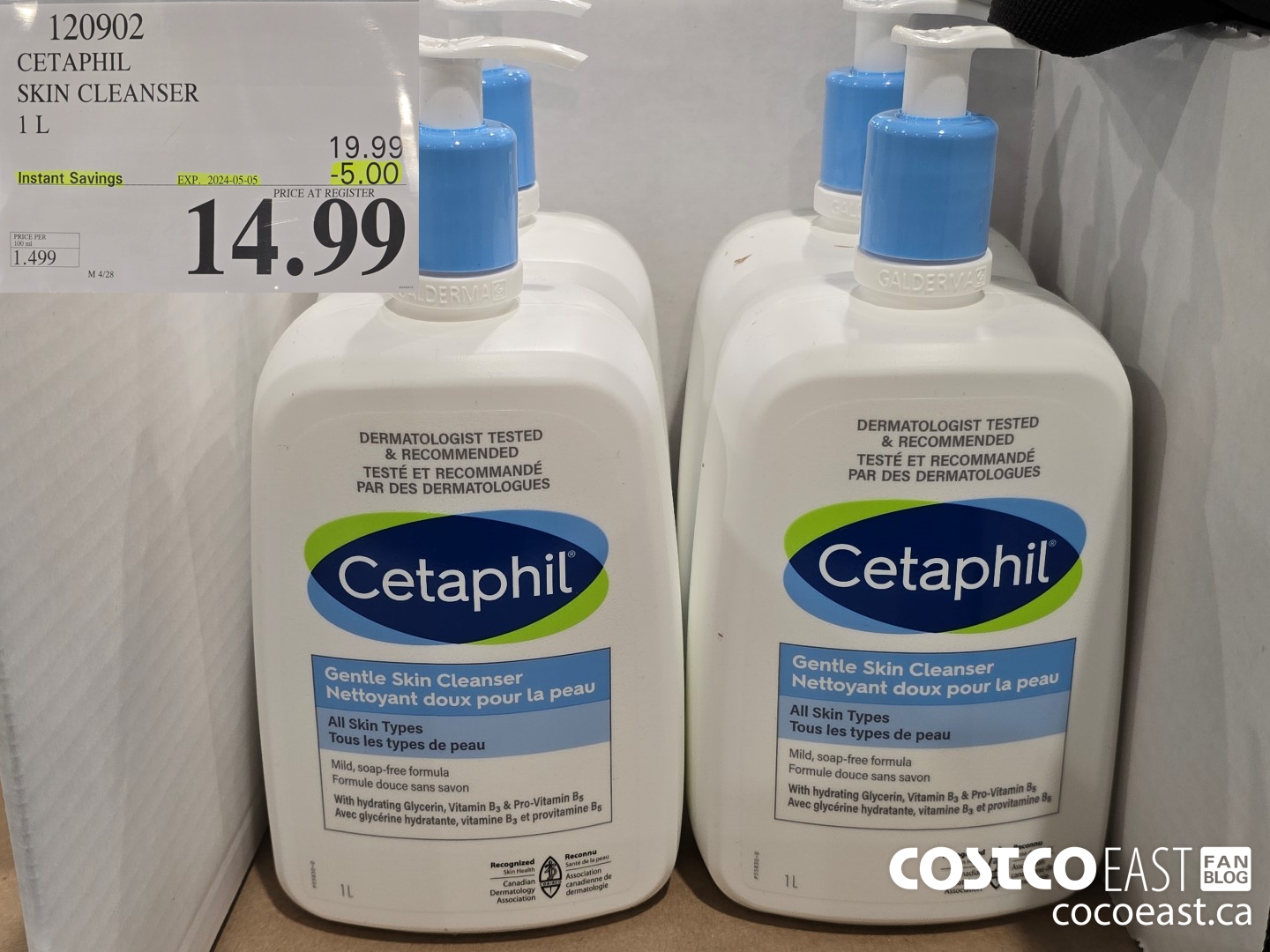 120902 CETAPHIL SKIN CLEANSER 1 L ($5.00 INSTANT SAVINGS EXPIRES ON 2024-05-05) $14.99