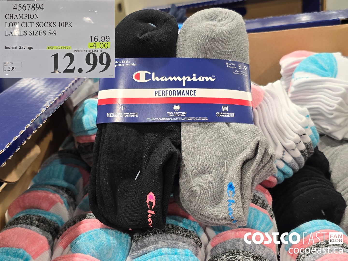 4567894 CHAMPION LOW CUT SOCKS 10PK LADIES SIZES 5-9 ($4.00 INSTANT SAVINGS EXPIRES ON 2024-04-28) $12.99