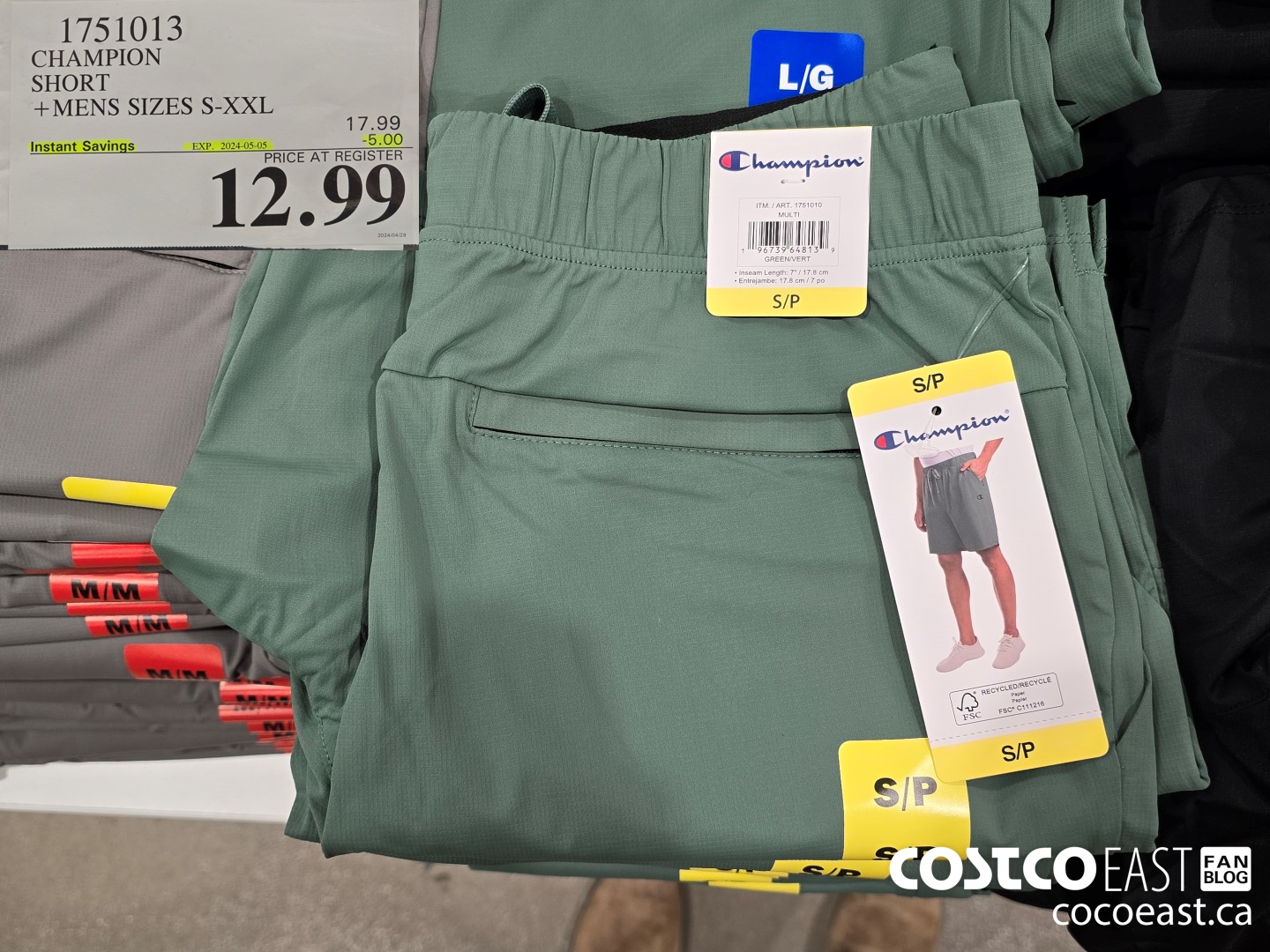 1751013 CHAMPION SHORT +MENS SIZES S-XXL ($5.00 INSTANT SAVINGS EXPIRES ON 2024-05-05) $12.99