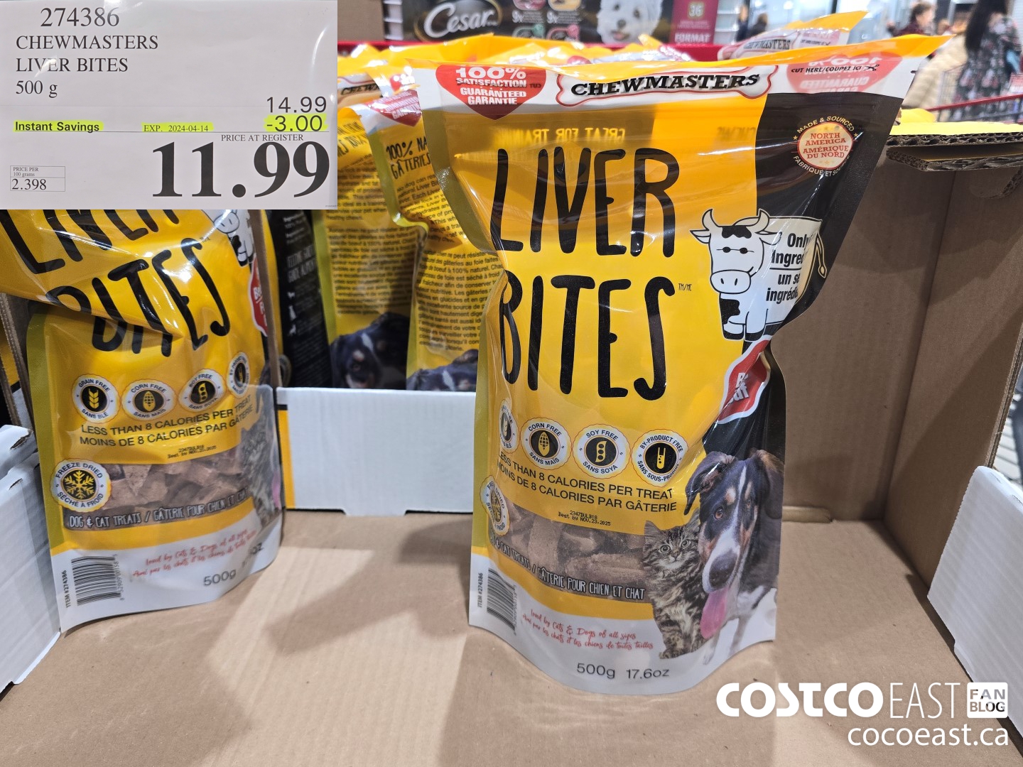 274386 CHEWMASTERS LIVER BITES 500 G ($3.00 INSTANT SAVINGS EXPIRES ON 2024-04-14) $11.99