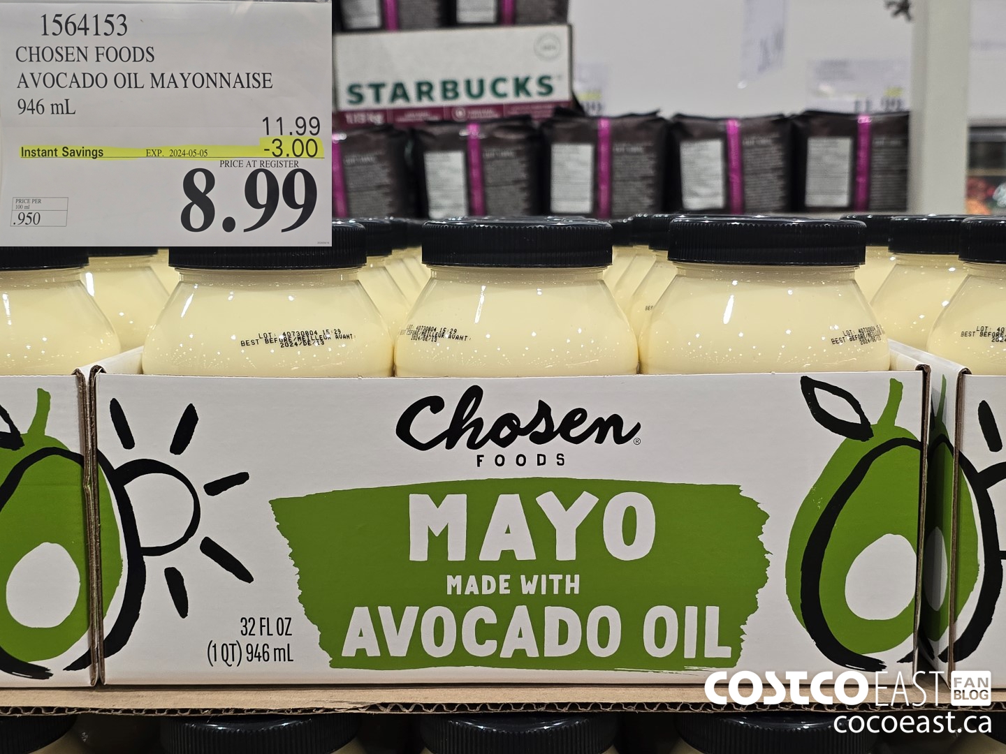 1564153 CHOSEN FOODS AVOCADO OIL MAYONNAISE 946 mL ($3.00 INSTANT SAVINGS EXPIRES ON 2024-05-05) $8.99