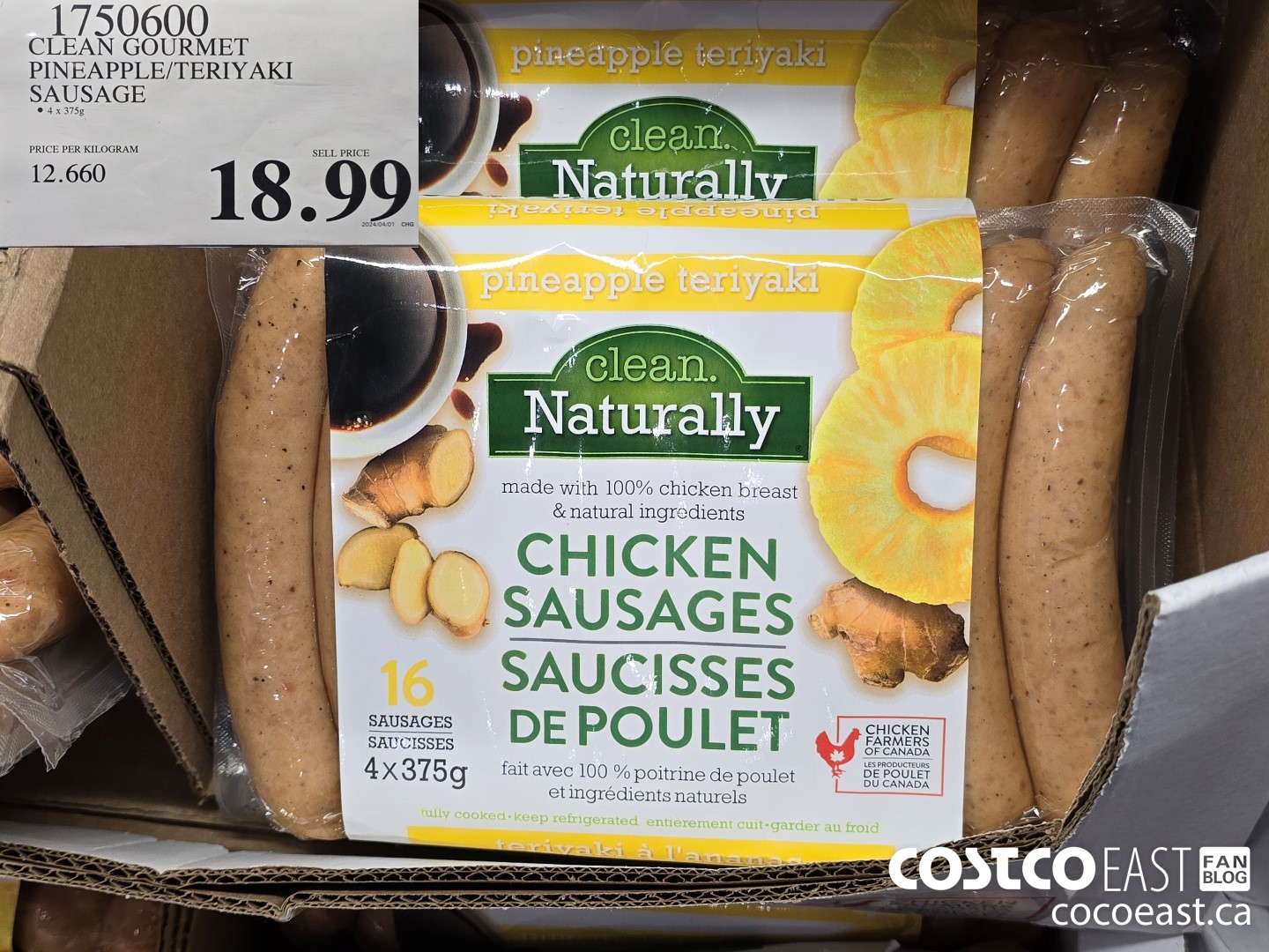 1750600 CLEAN GOURMET PINEAPPLE/TERIYAKI SAUSAGE $18.99