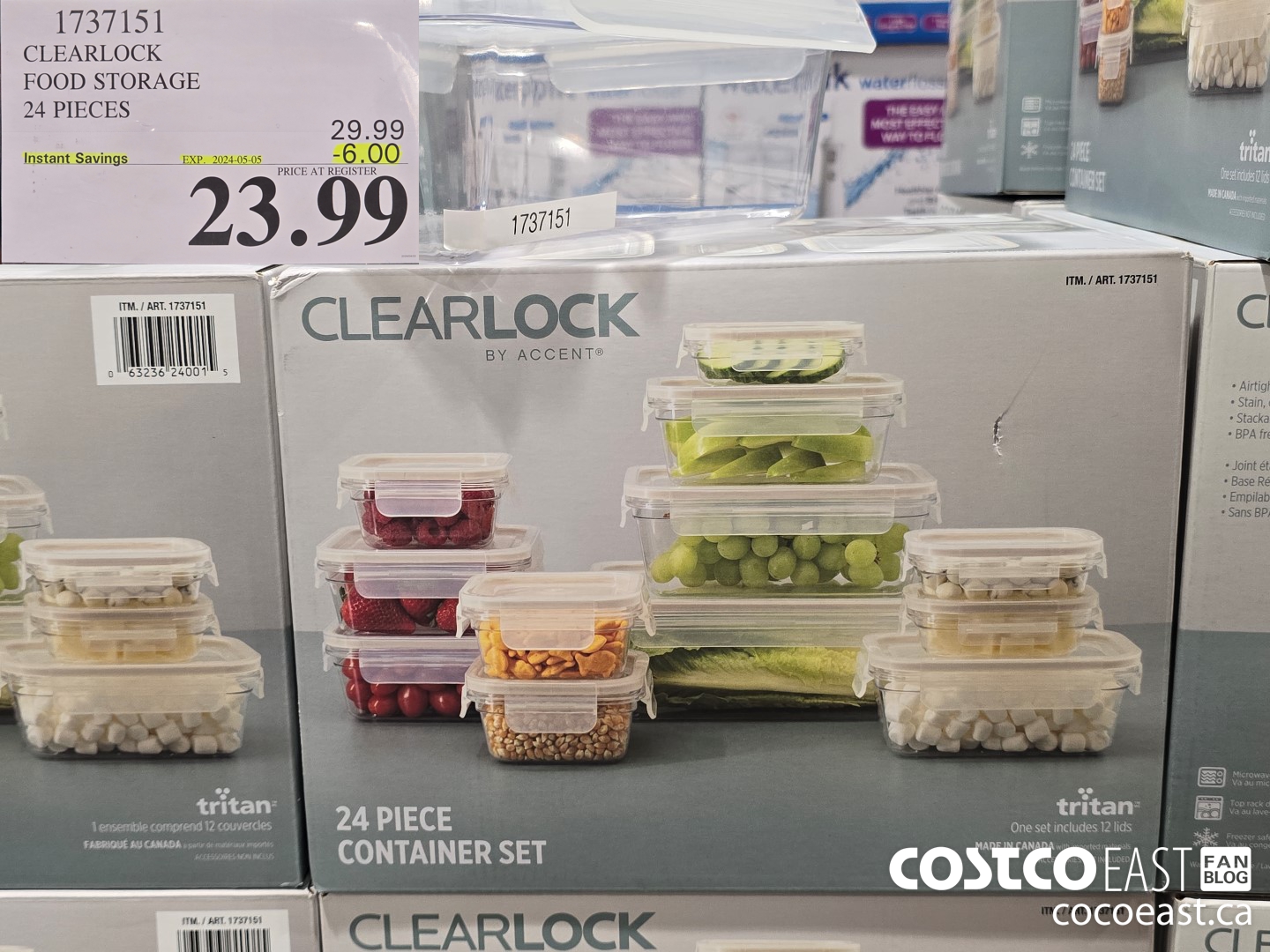 1737151 CLEARLOCK FOOD STORAGE 24 PIECES ($6.00 INSTANT SAVINGS EXPIRES ON 2024-05-05) $23.99