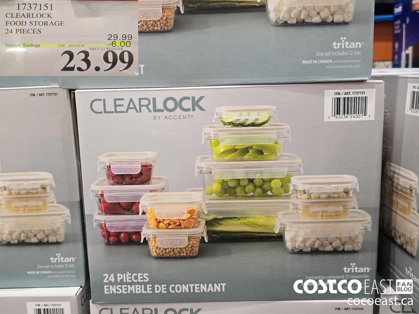 1737151 CLEARLOCK FOOD STORAGE 24 PIECES ($6.00 INSTANT SAVINGS EXPIRES ON 2024-05-05) $23.99