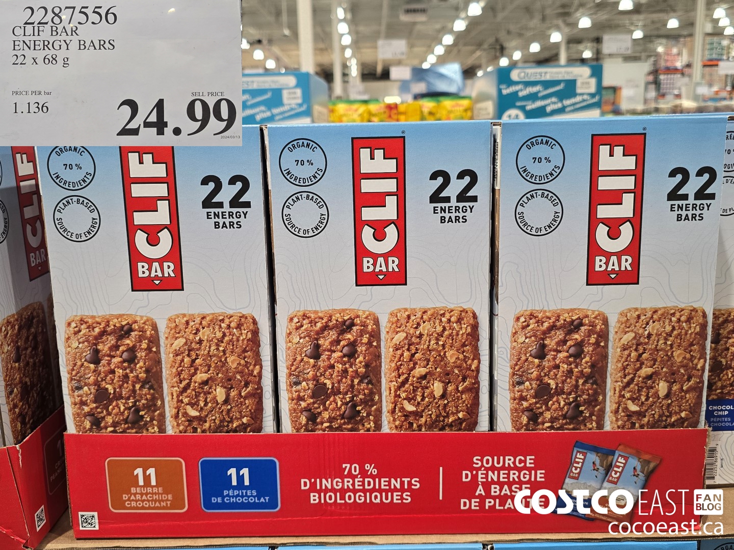 2287556 CLIF BAR ENERGY BARS 22 X 68 G $24.99