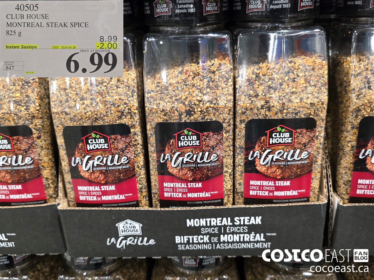 40505 CLUBHOUSE MONTREAL STEAK SPICE 825 G ($2.00 INSTANT SAVINGS EXPIRES ON 2024-04-28) $6.99