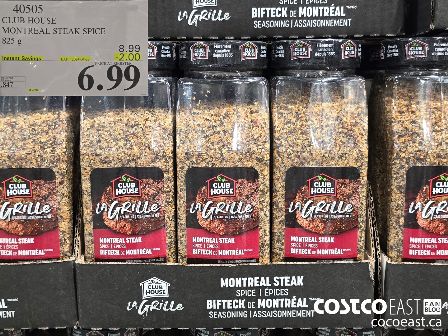 40505 CLUBHOUSE MONTREAL STEAK SPICE 825 G ($2.00 INSTANT SAVINGS EXPIRES ON 2024-04-28) $6.99
