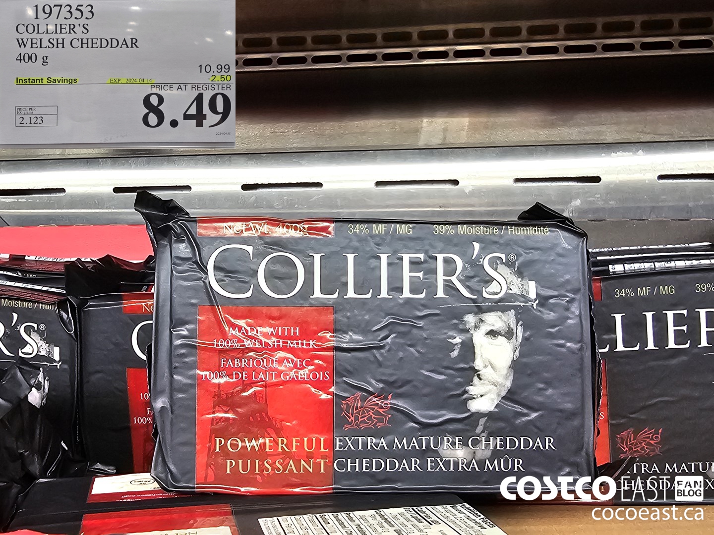 197353 COLLIER'S WELSH CHEDDAR 400G ($2.50 INSTANT SAVINGS EXPIRES ON 2024-04-14) $8.49