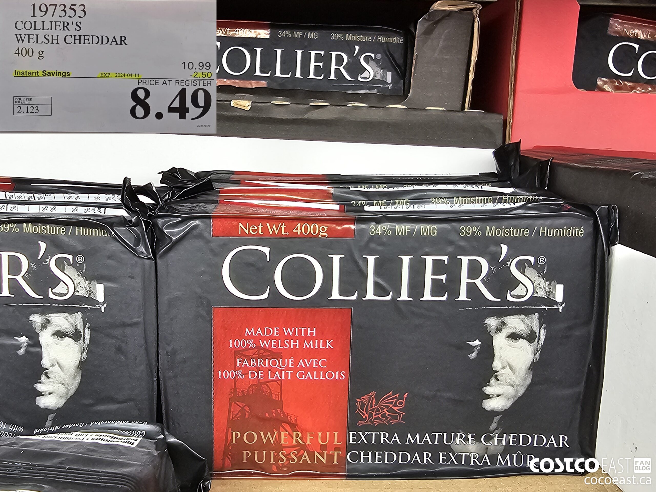 197353 COLLIER'S WELSH CHEDDAR 400G ($2.50 INSTANT SAVINGS EXPIRES ON 2024-04-14) $8.49
