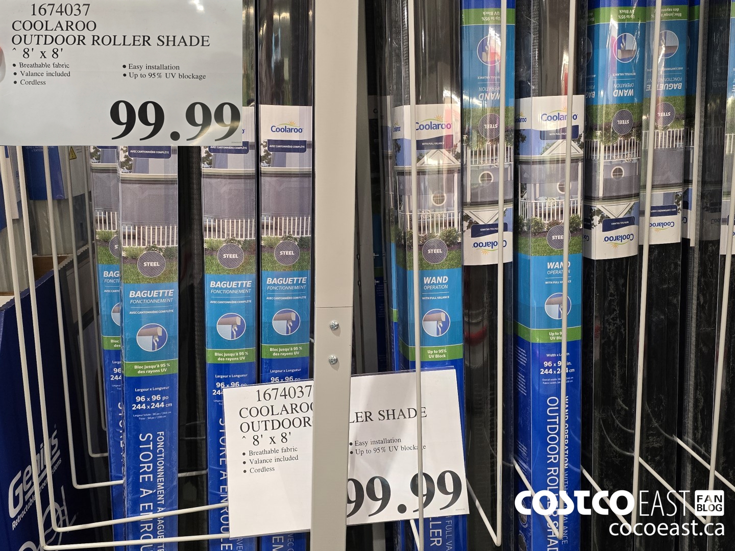 1674037 COOLAROO OUTDOOR ROLLER SHADE 8' X 8' $99.99