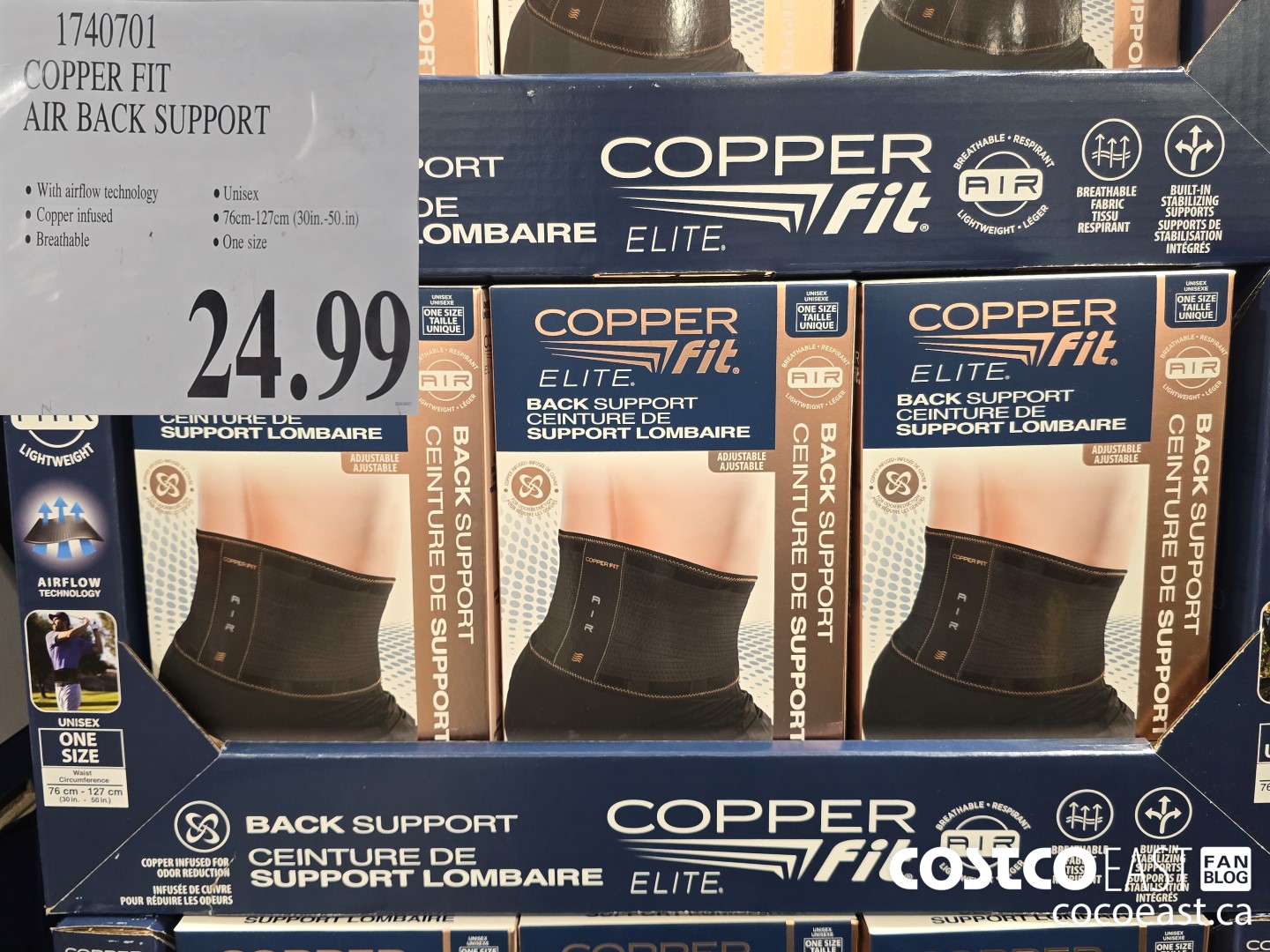 1740701 COPPER FIT AIR BACK SUPPORT $24.99
