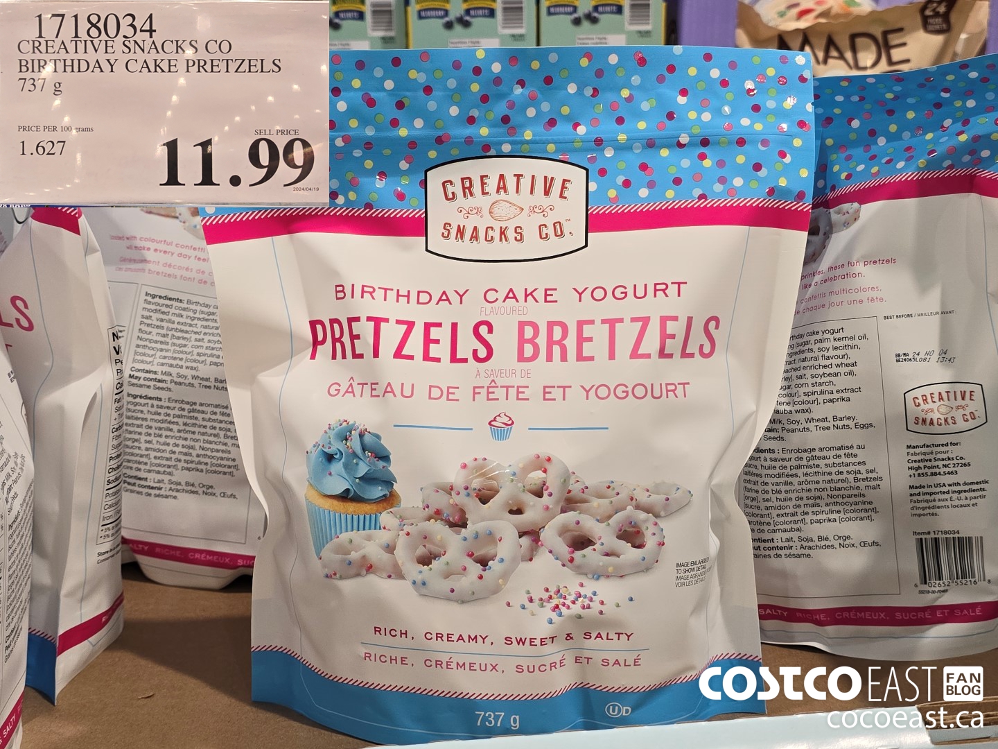 1718034 CREATIVE SNACKS CO BIRTHDAY CAKE PRETZEL 737G $11.99