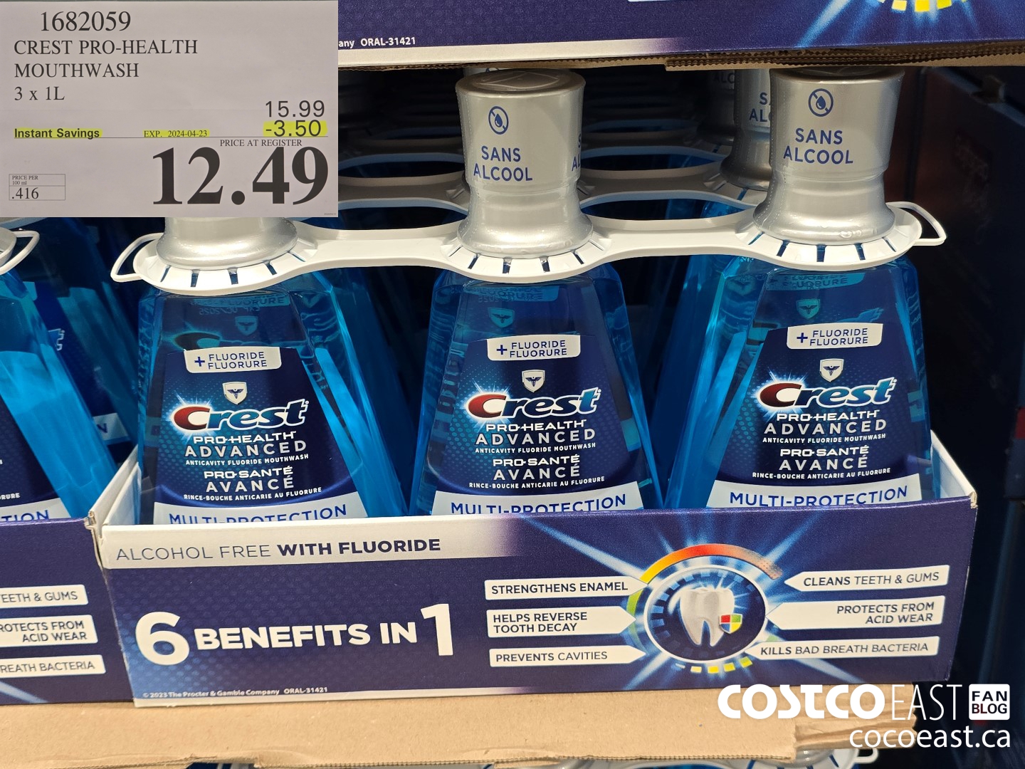 1682059 CREST PRO-HEALTH MOUTHWASH 3 X 1L ($3.50 INSTANT SAVINGS EXPIRES ON 2024-04-23) $12.49