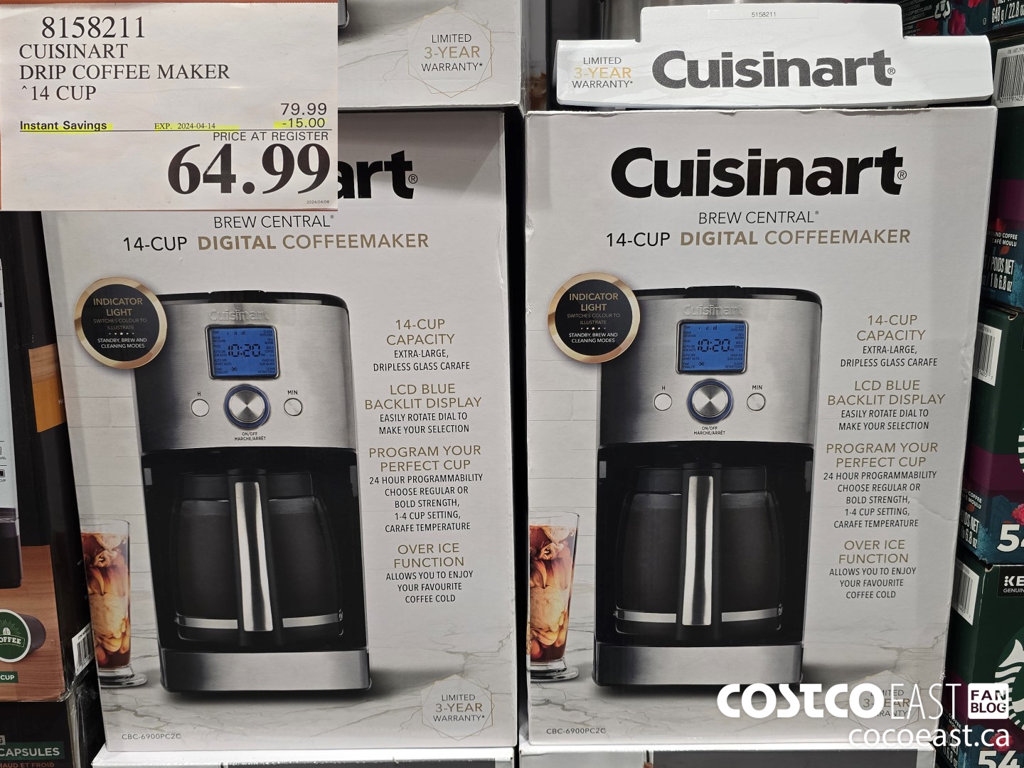 8158211 CUISINART DRIP COFFEE MAKER 14 CUP ($15.00 INSTANT SAVINGS EXPIRES ON 2024-04-14) $64.99