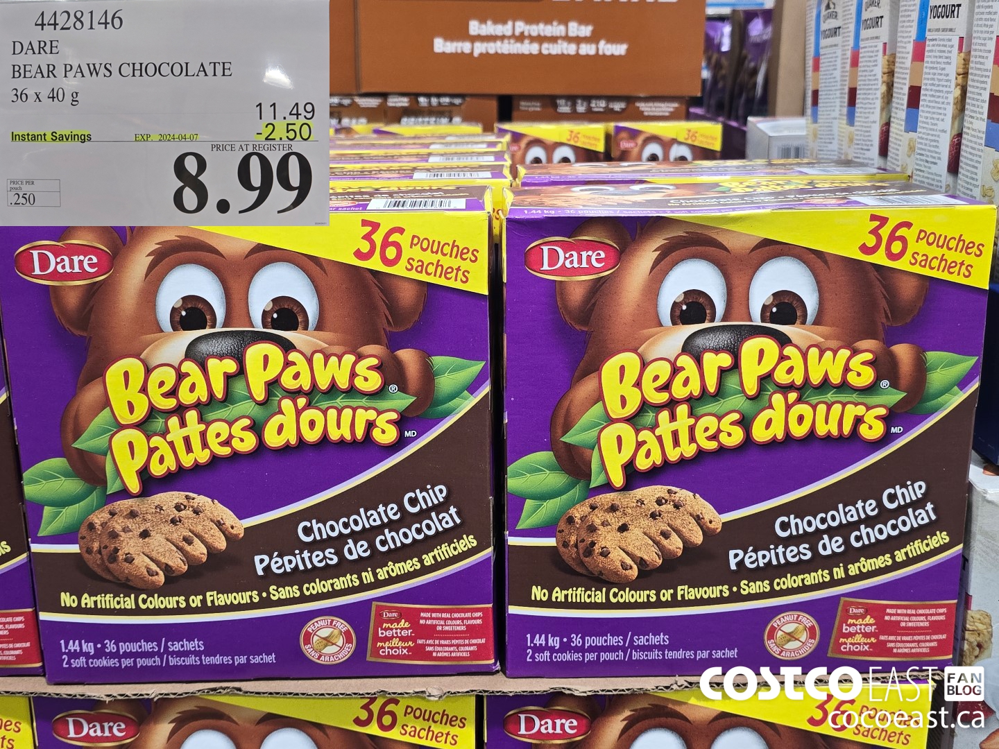 4428146 DARE BEAR PAWS CHOCOLATE 36 x 40 g ($2.50 INSTANT SAVINGS EXPIRES ON 2024-04-07) $8.99