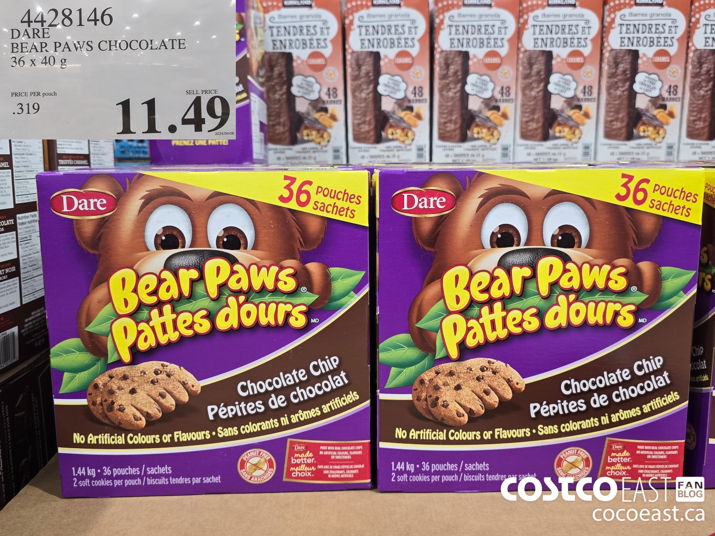 4428146 DARE BEAR PAWS CHOCOLATE 36 x 40 g $11.49