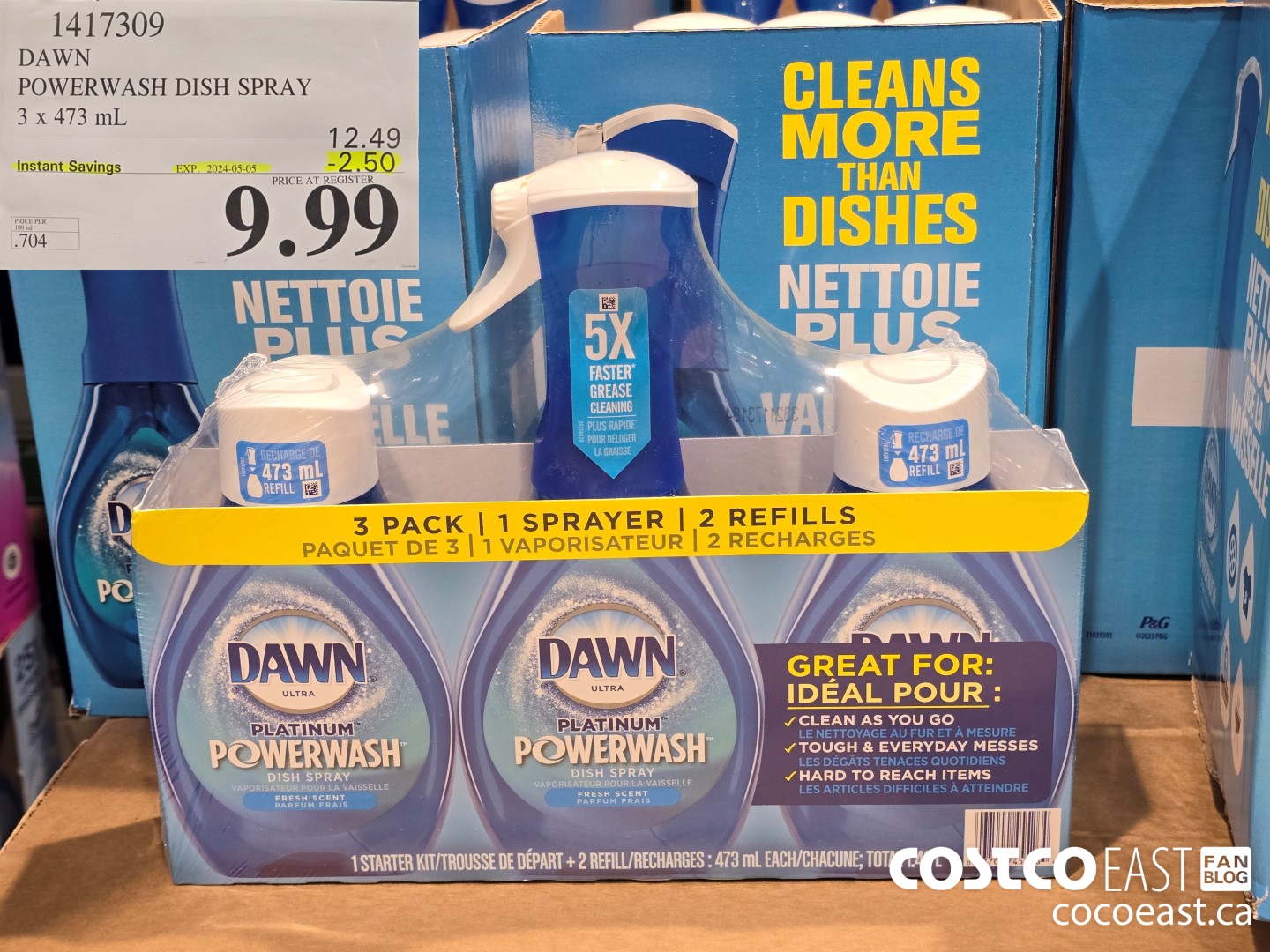 1417309 DAWN POWERWASH DISH SPRAY 3 X 473 mL ($2.50 INSTANT SAVINGS EXPIRES ON 2024-05-05) $9.99