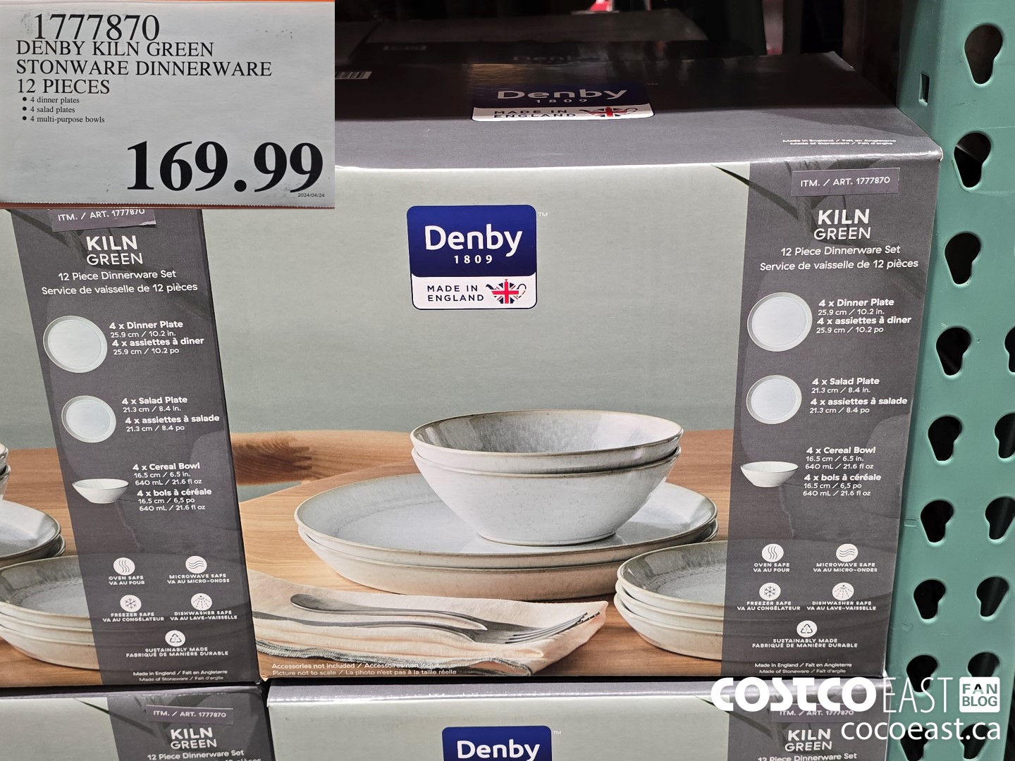 1777870 DENBY KILN GREEN STONWARE DINNERWARE 12 PIECES $169.99