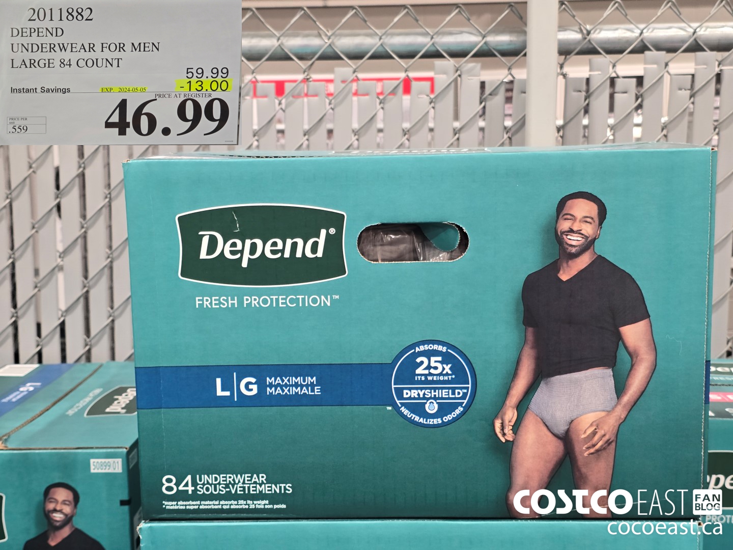 2011882 DEPEND UNDERWEAR FOR MEN LARGE 84 COUNT ($13.00 INSTANT SAVINGS EXPIRES ON 2024-05-05) $46.99