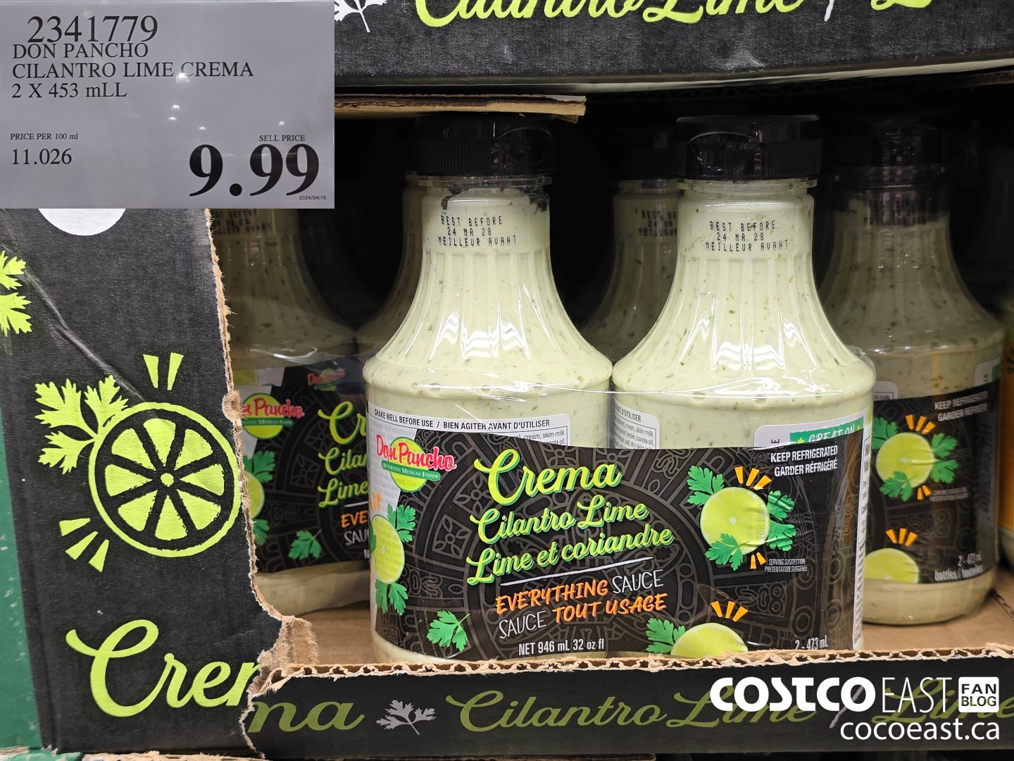 2341779 DON PANCHO CILANTRO LIME CREMA 2 X 453 mL $9.99
