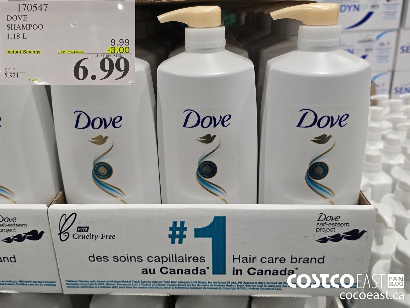 170547 DOVE SHAMPOO 1.18 L ($3.00 INSTANT SAVINGS EXPIRES ON 2024-04-07) $6.99