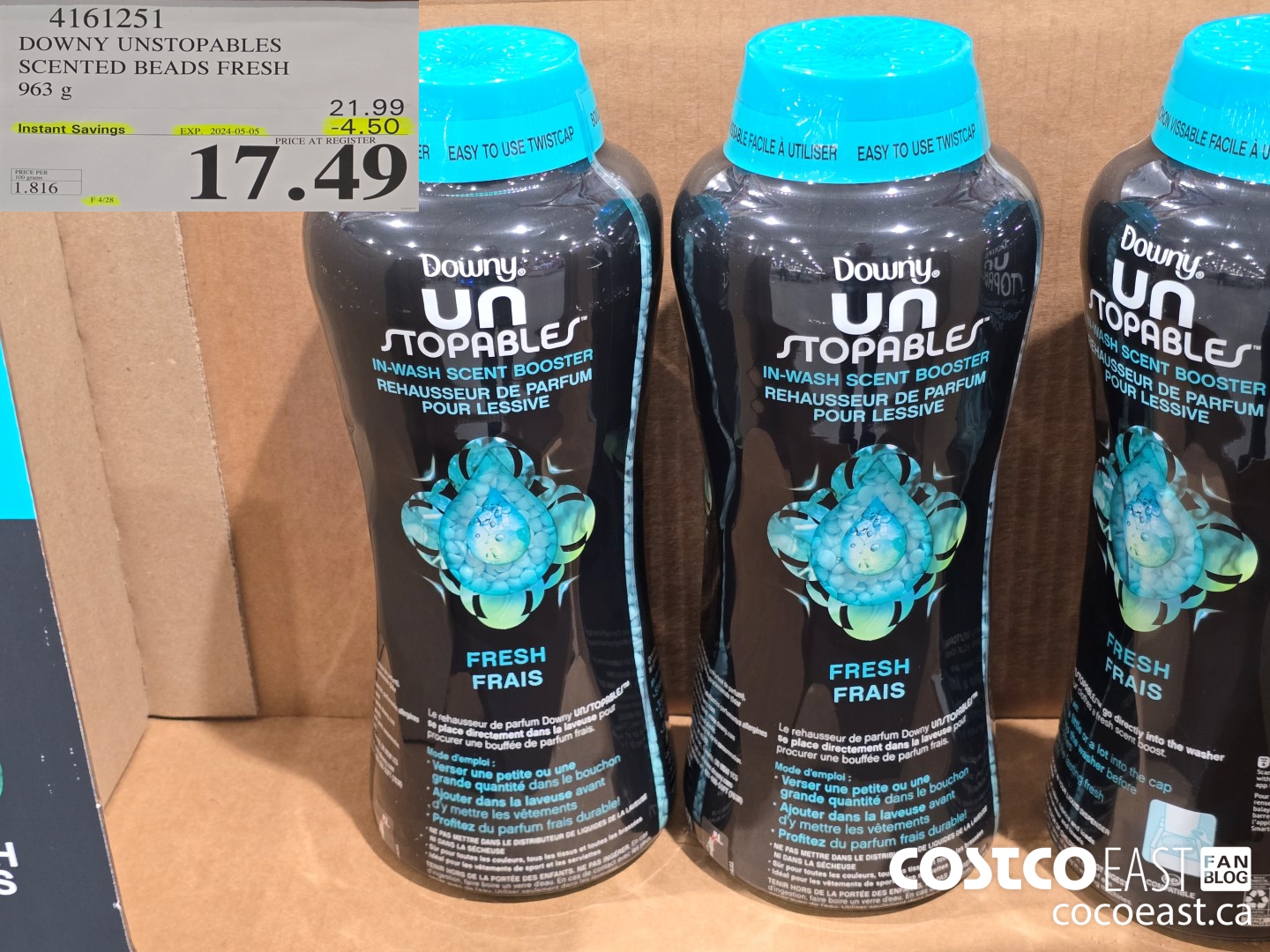 4161251 DOWNY UNSTOPABLES SCENTED BEADS FRESH 963 g ($4.50 INSTANT SAVINGS EXPIRES ON 2024-05-05) $17.49